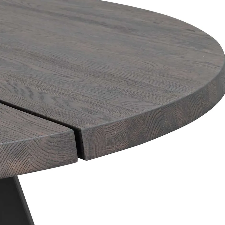 Runder Holztisch Eiche Dunkelbraun & Metall - Liguria^Wohnen Clearance