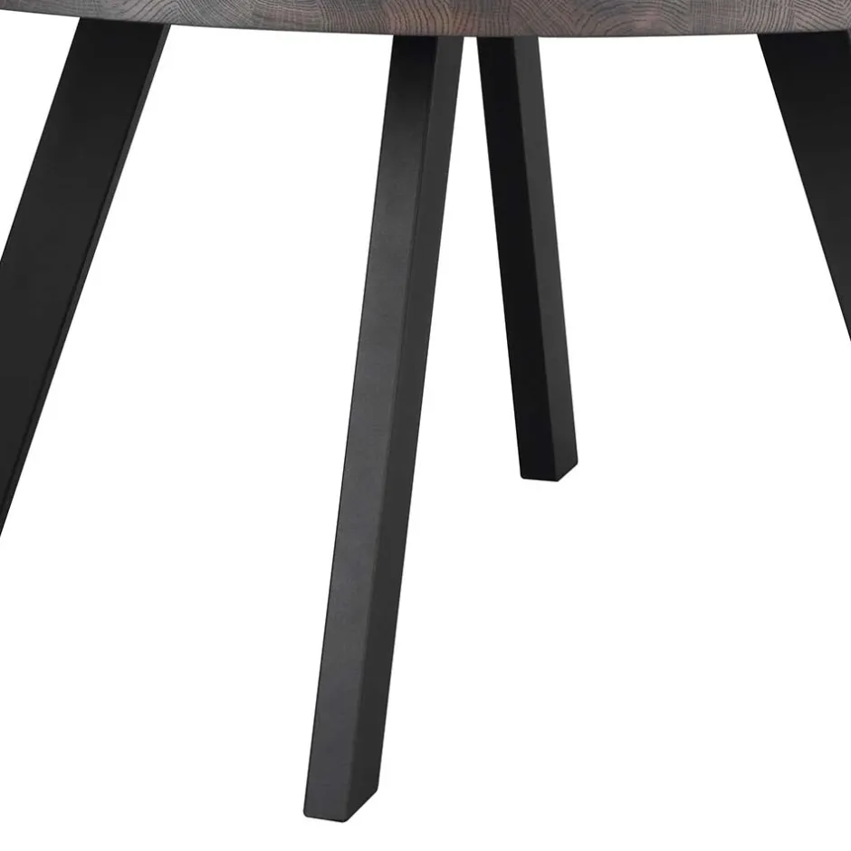 Runder Holztisch Eiche Dunkelbraun & Metall - Liguria^Wohnen Clearance