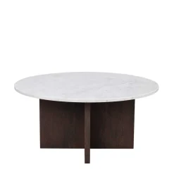 Runder Marmor Wohnzimmertisch in Weiß Grau - Dania^Wohnen Discount