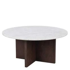 Runder Marmor Wohnzimmertisch in Weiß Grau - Dania^Wohnen Discount