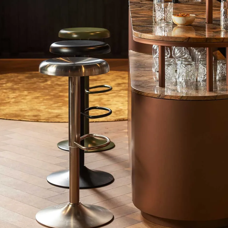 Runder Metall-Barhocker in Grün - höhenverstellbar - Giolia^Wohnen Outlet