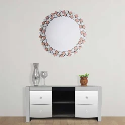 Wohnen Runder Mosaik Spiegel in Rosegold - Promenada