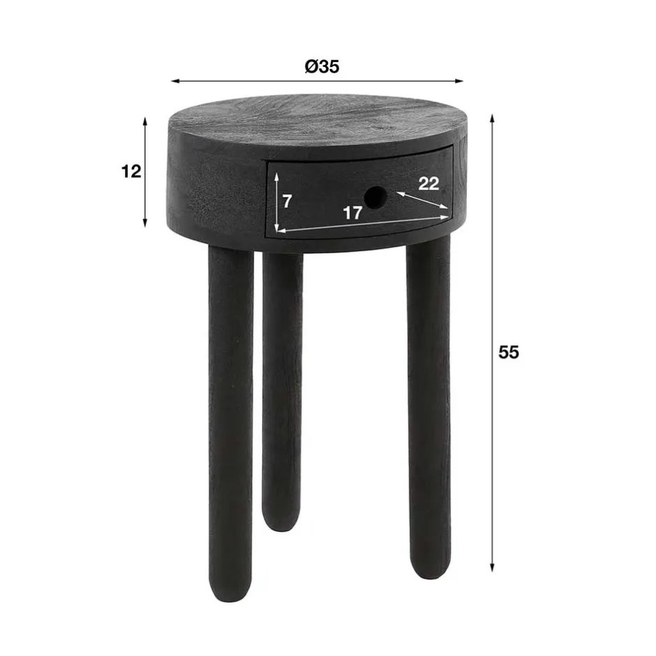 Wohnen Runder Nachttisch mit Dreifußgestell - Zeymon