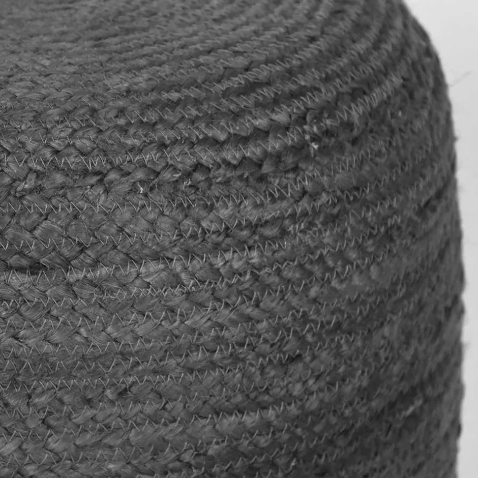 Runder Pouf aus Jute Geflecht in Anthrazit - Triumph^Wohnen Hot