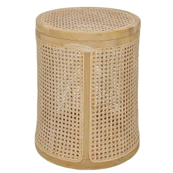 Wohnen Runder Rattan Wäschekorb in Natur - Vilrada