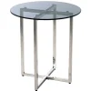 Runder Rauchglas Beistelltisch mit Bügelgestell - Teranim^Wohnen Clearance