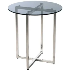 Runder Rauchglas Beistelltisch mit Bügelgestell - Teranim^Wohnen Clearance