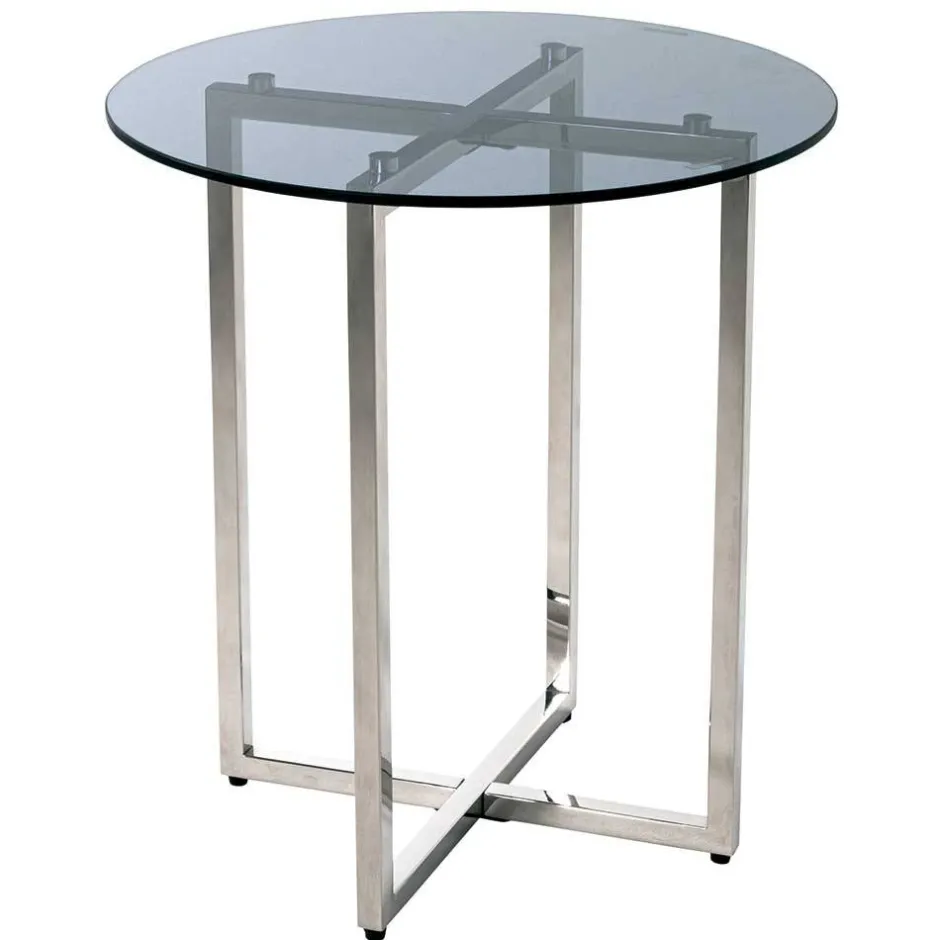 Runder Rauchglas Beistelltisch mit Bügelgestell - Teranim^Wohnen Clearance