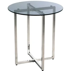 Runder Rauchglas Beistelltisch mit Bügelgestell - Teranim^Wohnen Clearance