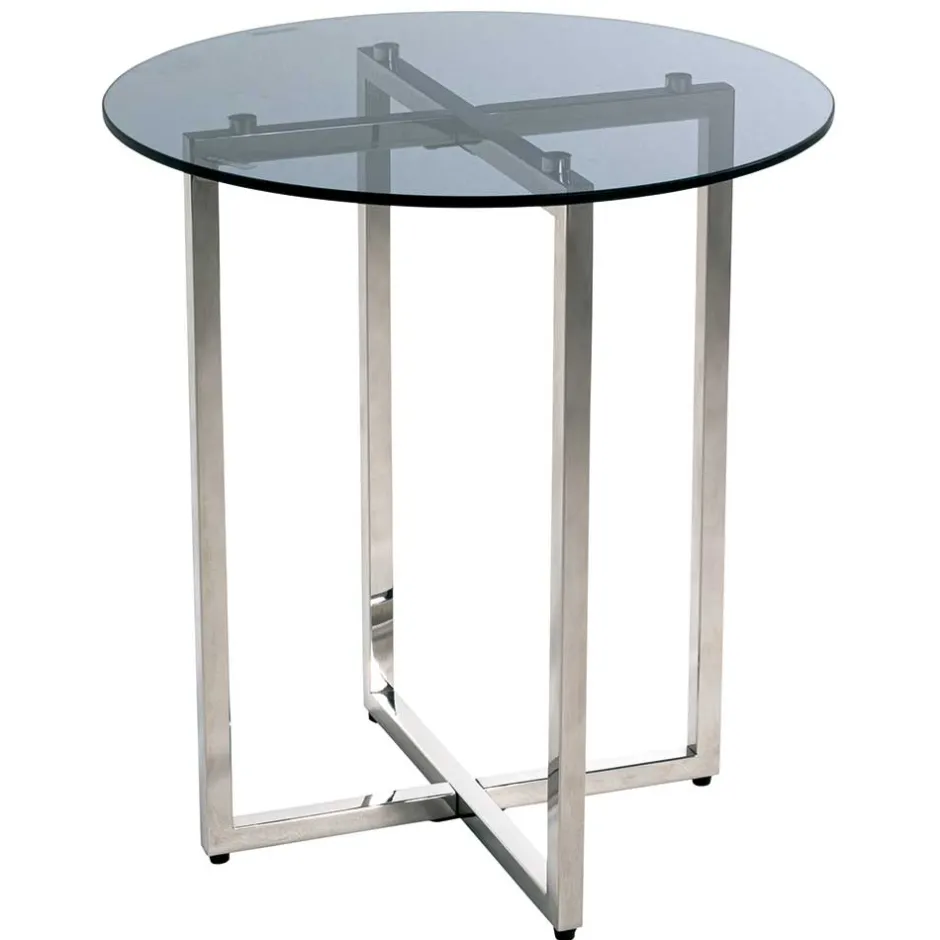 Runder Rauchglas Beistelltisch mit Bügelgestell - Teranim^Wohnen Clearance
