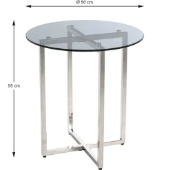 Runder Rauchglas Beistelltisch mit Bügelgestell - Teranim^Wohnen Clearance