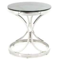 Wohnen Runder Schwarzglas Beistelltisch mit Edelstahl - Elian