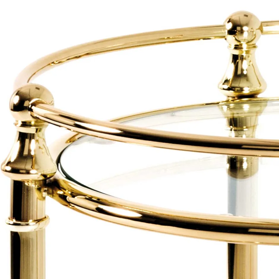 Wohnen Runder Servierwagen mit zwei Glasplatten - Perla