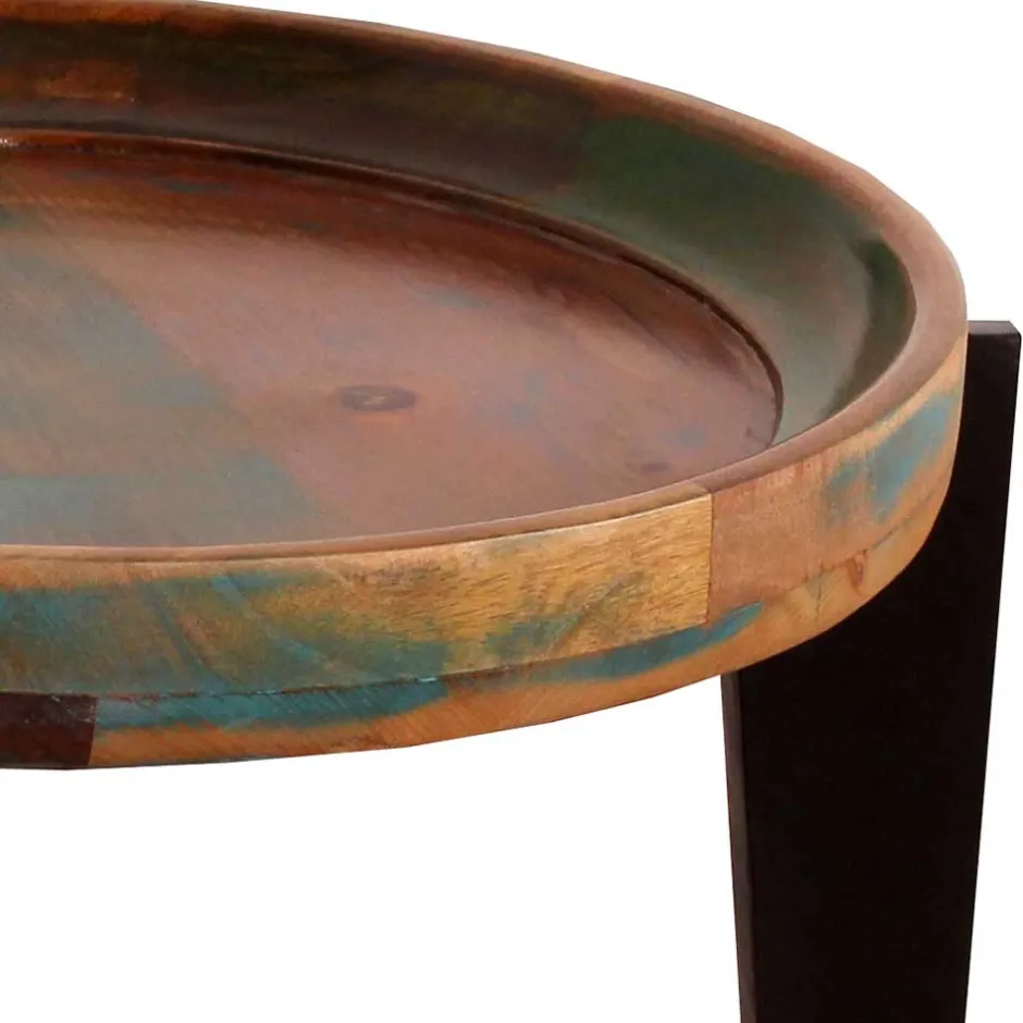 Runder Shabby Chic Beistelltisch aus Altholz - Vosbadus^Wohnen Hot