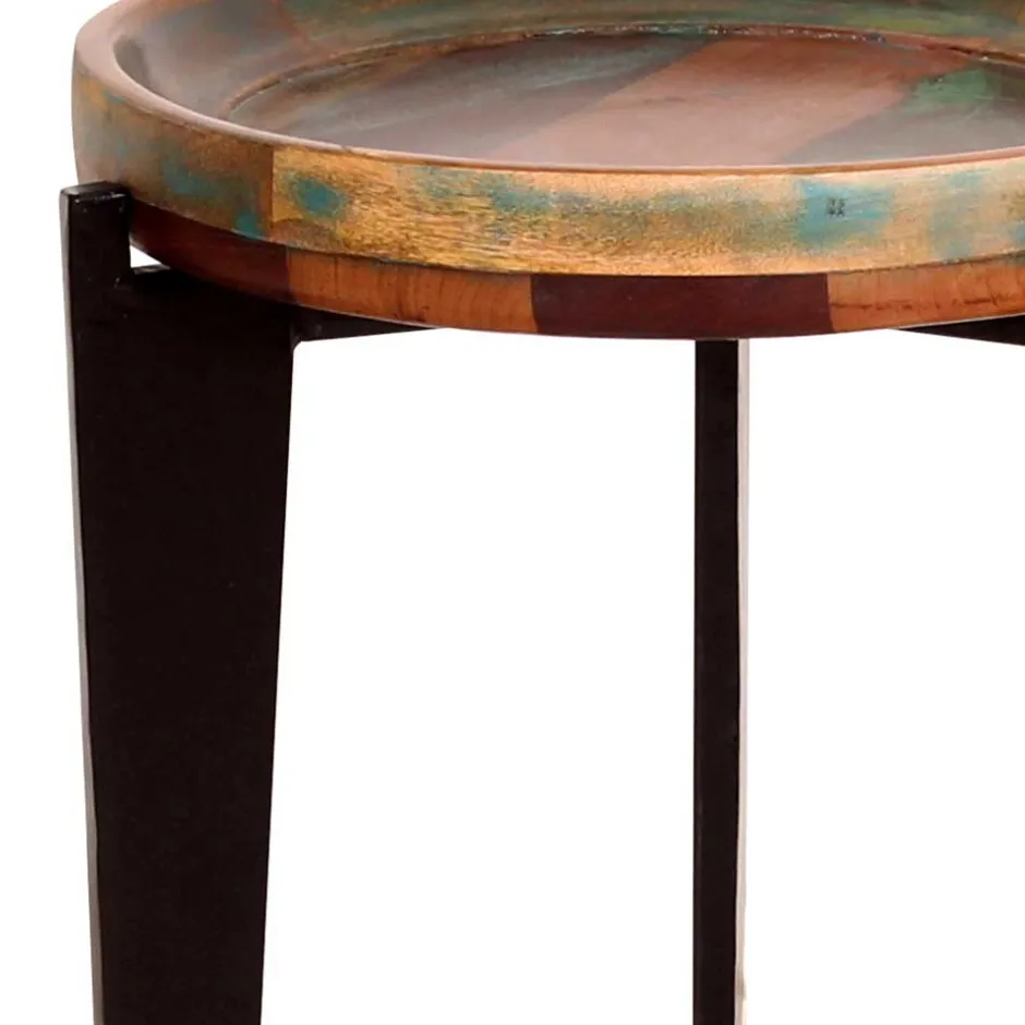 Runder Shabby Chic Beistelltisch aus Altholz - Vosbadus^Wohnen Hot