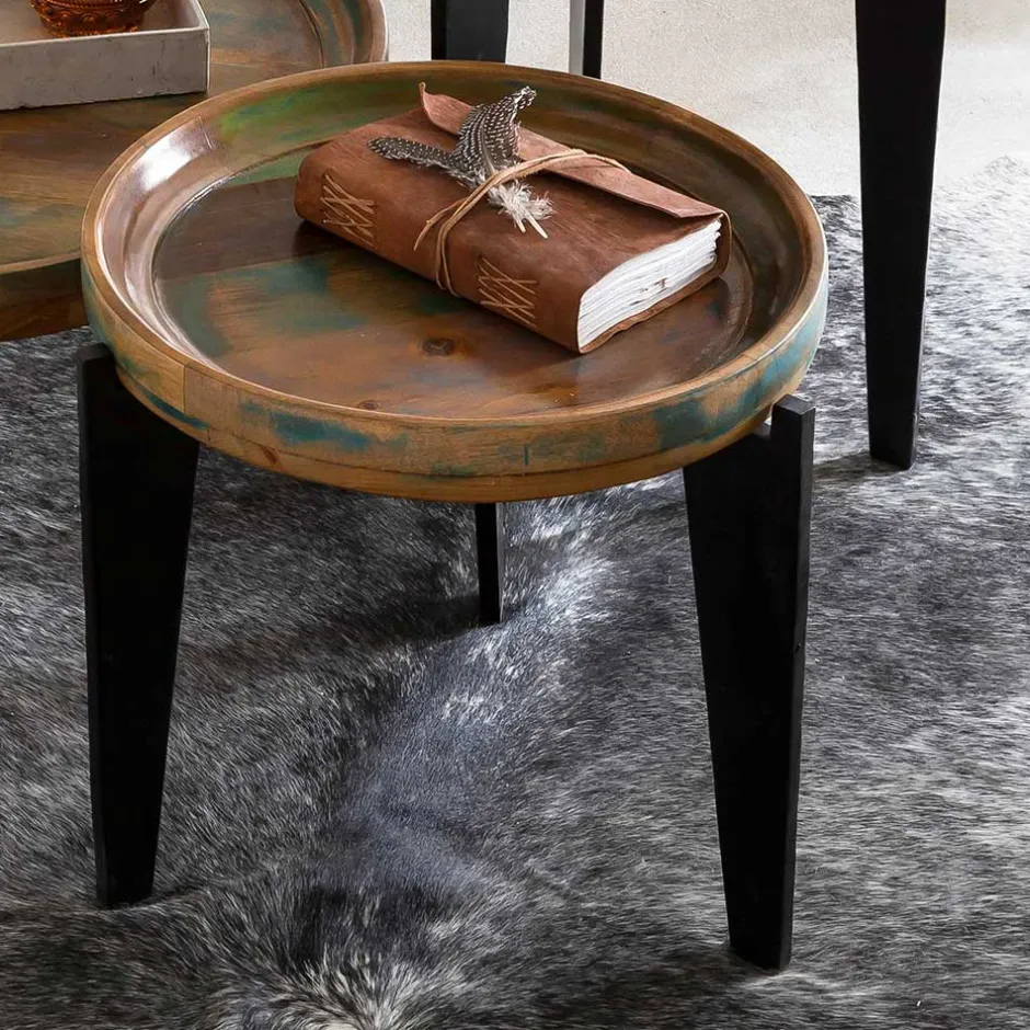 Runder Shabby Chic Beistelltisch aus Altholz - Vosbadus^Wohnen Hot