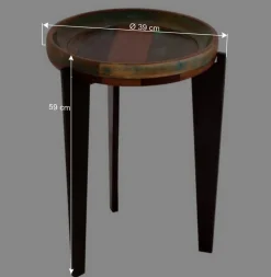 Runder Shabby Chic Beistelltisch aus Altholz - Vosbadus^Wohnen Hot