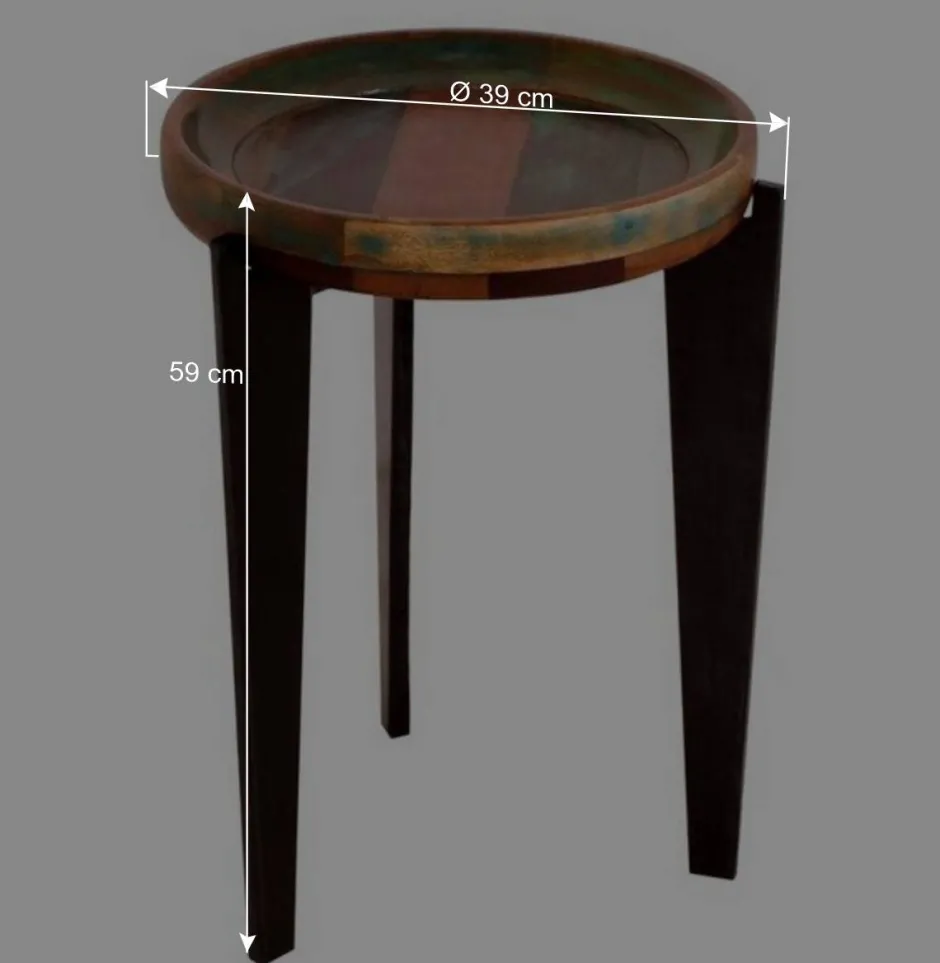 Runder Shabby Chic Beistelltisch aus Altholz - Vosbadus^Wohnen Hot