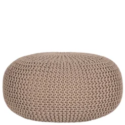 Wohnen Runder Sitzpouf aus Strickstoff in Beige - Zardar