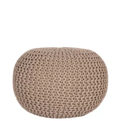 Wohnen Runder Sitzpouf aus Strickstoff in Beige - Zardar