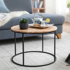 Runder Sofatisch aus Akazie & Metall - Pulvaria^Wohnen Online