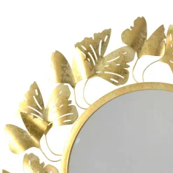 Wohnen Runder Spiegel mit Blätter Design Rahmen - Rojocaba