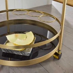 Wohnen Runder Teewagen aus Schwarzglas - Jymma