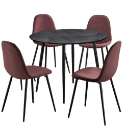 Wohnen Runder Tisch mit Schalenstühlen - Sunya (fünfteilig)