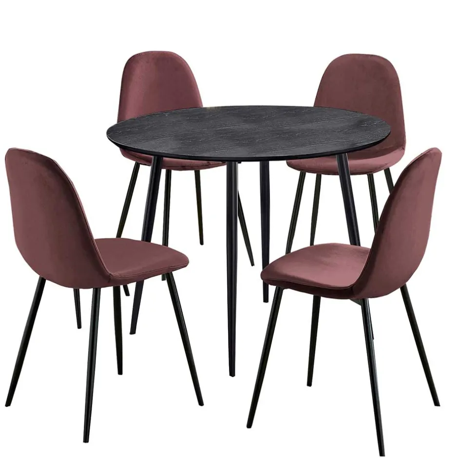 Wohnen Runder Tisch mit Schalenstühlen - Sunya (fünfteilig)