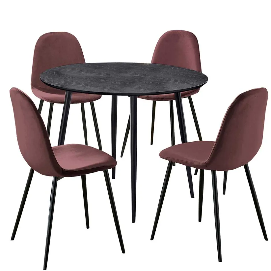 Wohnen Runder Tisch mit Schalenstühlen - Sunya (fünfteilig)