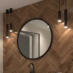 Runder Wandspiegel in Schwarz - Sacalla^Wohnen Discount