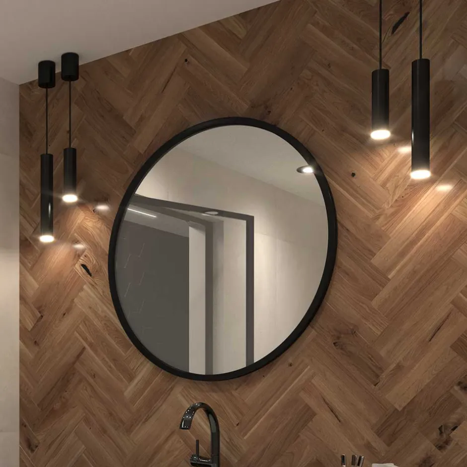 Runder Wandspiegel in Schwarz - Sacalla^Wohnen Discount