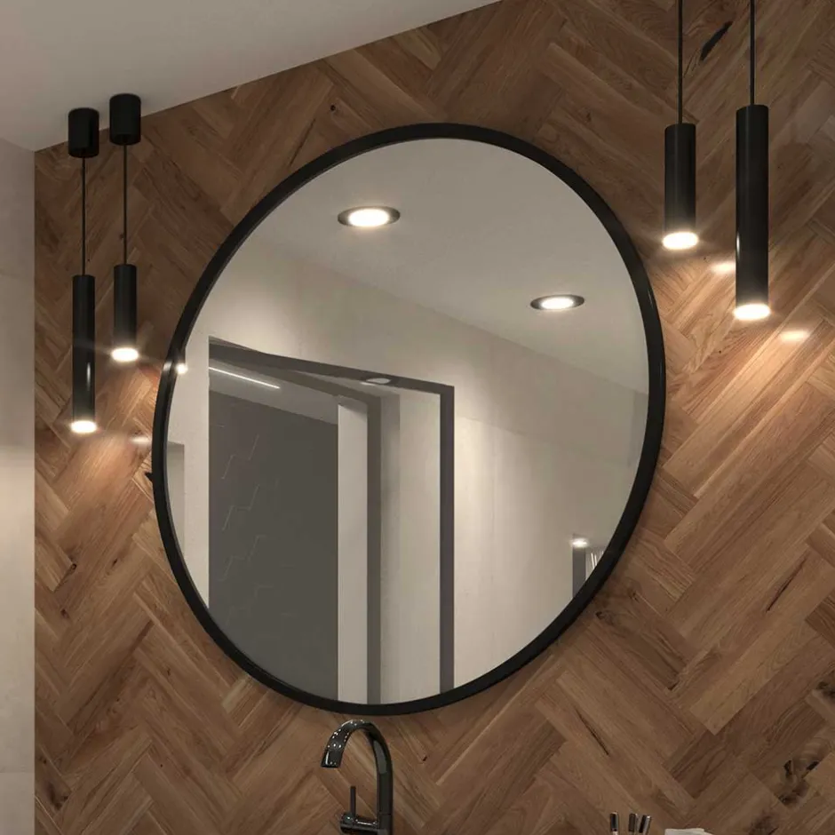 Runder Wandspiegel in Schwarz - Sacalla^Wohnen Discount