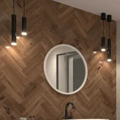 Wohnen Runder Wandspiegel mit weißem Metallrahmen - Tanko