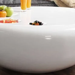 Wohnen Runder Wohnzimmer Designtisch in Weiß glänzend - Profi