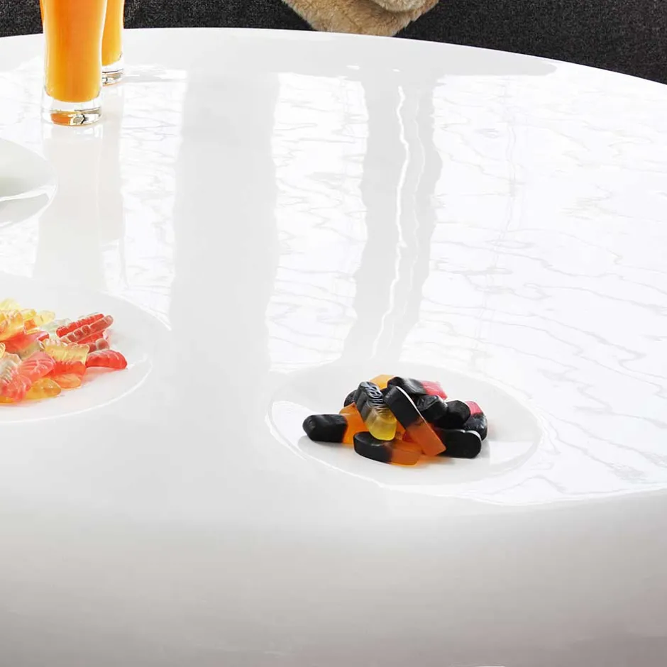 Wohnen Runder Wohnzimmer Designtisch in Weiß glänzend - Profi