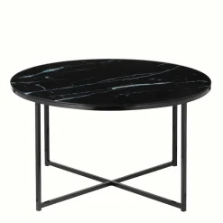 Runder Wohnzimmer Glastisch in Marmor Schwarz - Adiana^Wohnen