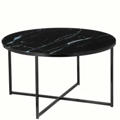 Runder Wohnzimmer Glastisch in Marmor Schwarz - Adiana^Wohnen
