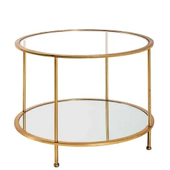 Wohnen Runder Wohnzimmer Tisch mit Glas & Spiegelglas - Alisa