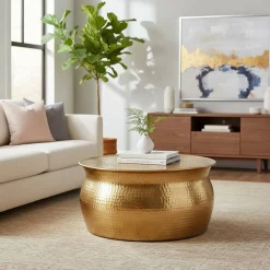 Runder Wohnzimmertisch in Goldfarben - Jusip^Wohnen Online