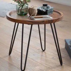 Runder Wohnzimmertisch mit Haarnadel Beinen - Venjar^Wohnen