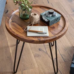 Runder Wohnzimmertisch mit Haarnadel Beinen - Venjar^Wohnen