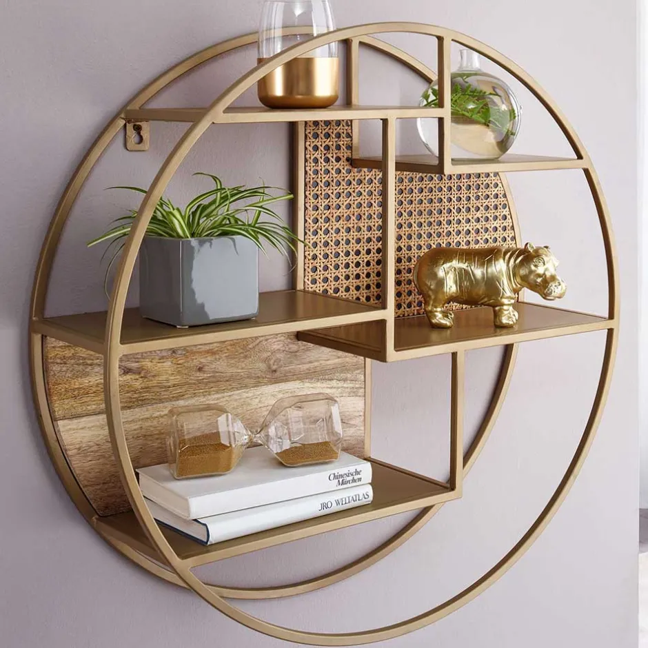 Rundes Hängeregal in Messing aus Metall - Perunia^Wohnen Clearance