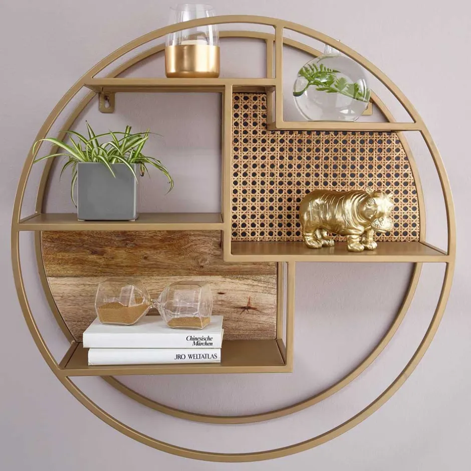 Rundes Hängeregal in Messing aus Metall - Perunia^Wohnen Clearance