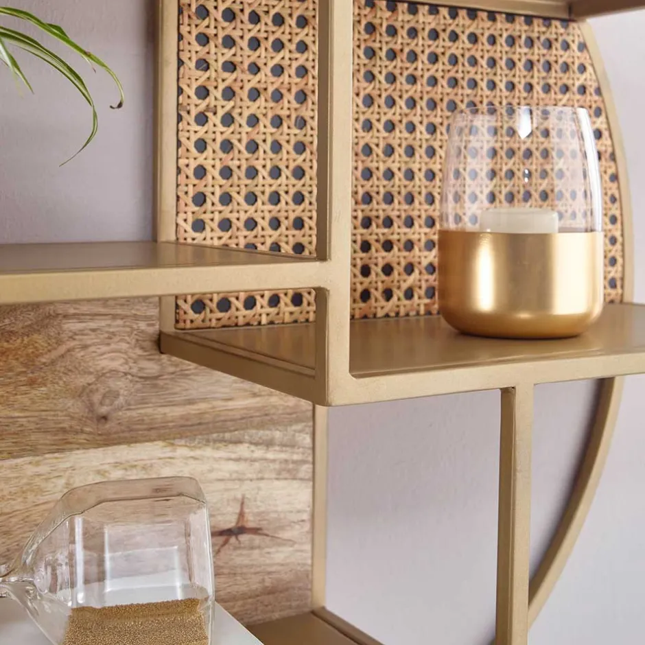 Rundes Hängeregal in Messing aus Metall - Perunia^Wohnen Clearance