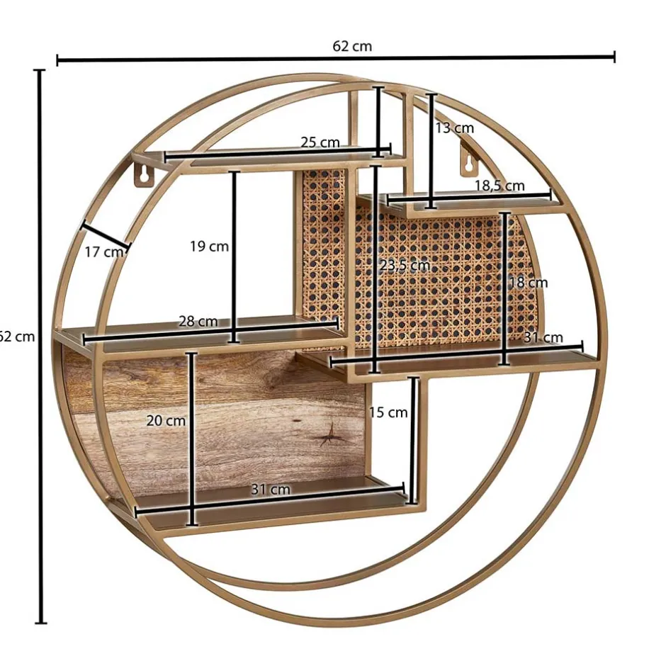 Rundes Hängeregal in Messing aus Metall - Perunia^Wohnen Clearance