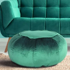 Rundes Meditationskissen in Grün Samt - Tamyno^Wohnen Online