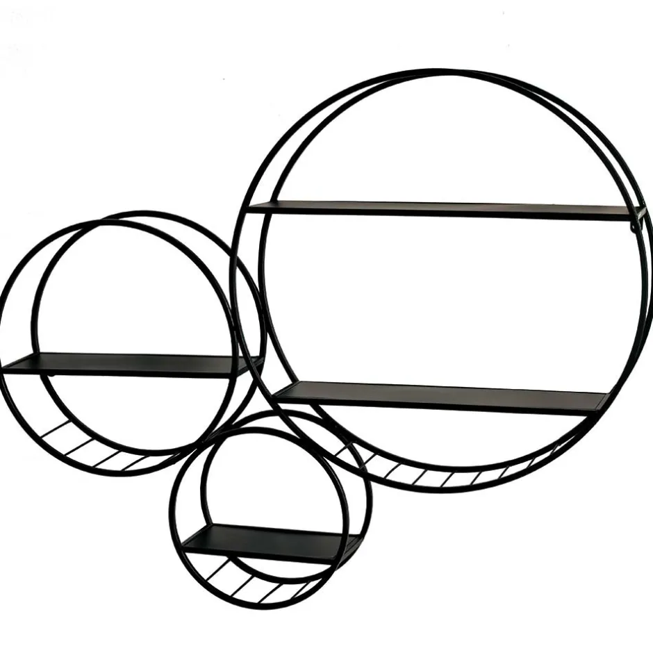 Rundes Wandregal aus schwarzem Metall - Zlotka^Wohnen Outlet