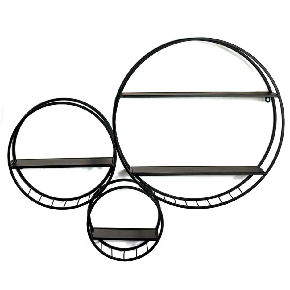 Rundes Wandregal aus schwarzem Metall - Zlotka^Wohnen Outlet