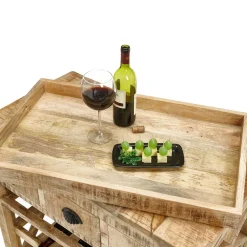 Rustikaler Barwagen auf Metallrollen - Radulyn^Wohnen Clearance